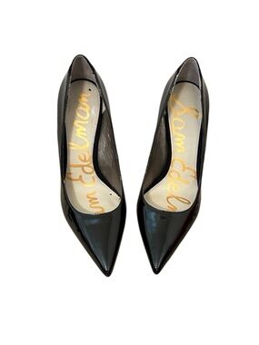 Sam Edelman Black Patent Pointed Toe Pumps - Glossy Finish